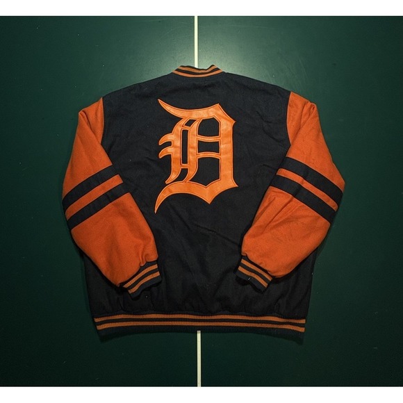 Vintage JH Design Detroit Tigers Reversible Wool Bomber‎ Jacket Men's 2XL XXL - Picture 2 of 16